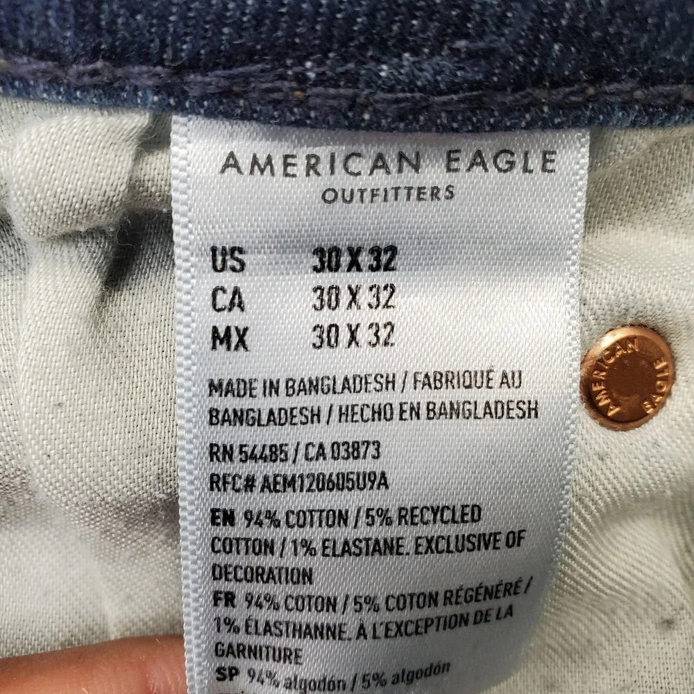 American Eagle Airflex+ Jeans Mens 30x32 Blue Denim Straight Leg Athletic Fit